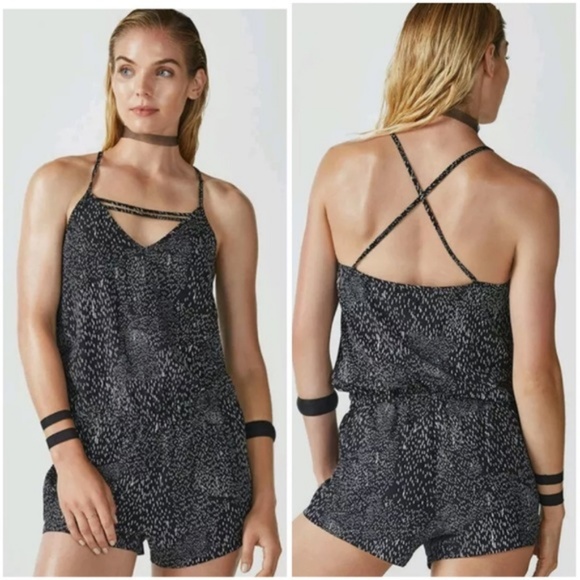Fabletics Black & White Strappy "Joel" Romper - Picture 2 of 8